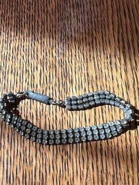 Vintage Rhinestone Tennis Bracelet: 1950s AB Crystal Bridal Jewelry - ,